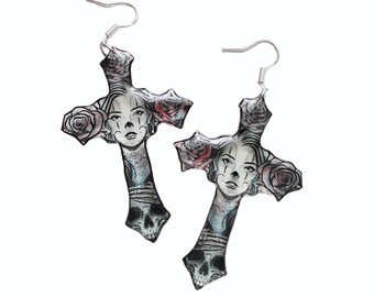 Gothic cross earrings