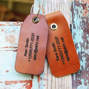 Personalized Leather Luggage Tag: Custom Travel ID, Gift for Travelers