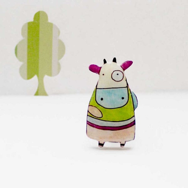 Cow brooch Birthday gift for daughter Unique gift for her Anniversary gift for sister Colorful Bright jewelry Girls gift Gift for kids gifts