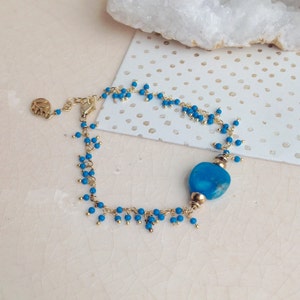 Cluster Turquoise Gold Bracelet/ Summer Beach Jewelry / Lux Boho