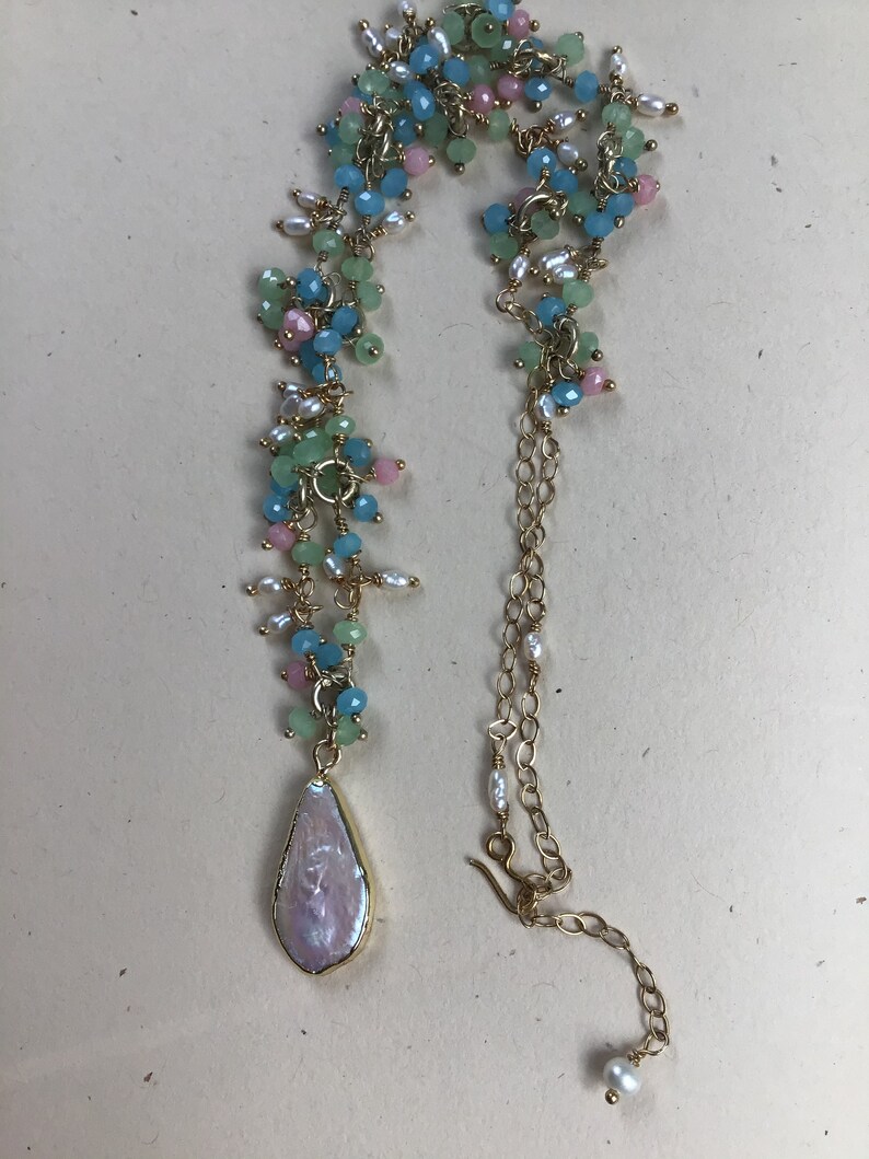 Pastel Stone Pearl Choker/ Bridal Wedding Jewelry/ Cluster Etsy