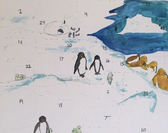 Penguin Advent Calendar with Descriptions.