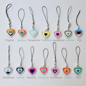 Pride candy heart charm phone strap
