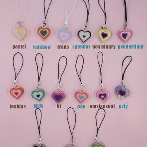 Pride candy heart charm phone strap