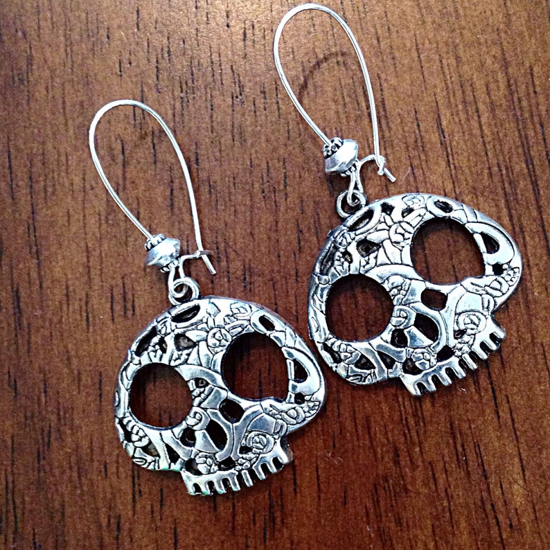 Earrings Skull Earrings Goth Earrings Silver Earrings | Etsy