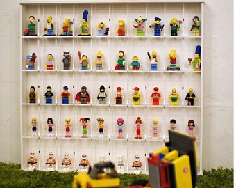 50 Brick Display Case with Sliding Door_(white/Yellow)