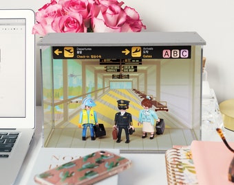 LED Figure display case set for  6 inch Mini figures, bearbrick Playmobil Lego figures display DIY case set_transparent sliding door