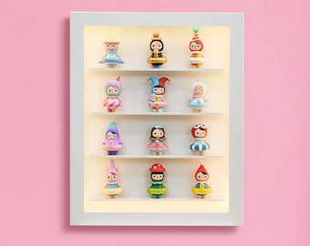 LED figure display case wall hanging mount shelf transparent door Sony Angel Beartoy Mini figures