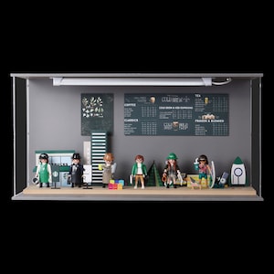 LED Figur Vitrine Set für Mini Figuren, Bearbrick Playmobil Lego Figuren Display DIY Hülle set_transparent Schlingen door_7~8 Zoll Figuren