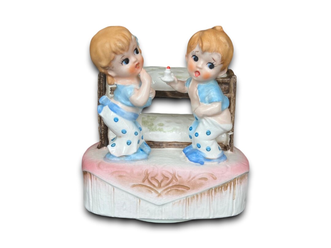 Sankyo Japan Music Box Little Girl and Boy Bedtime Etsy