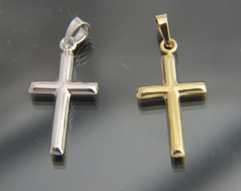 10k Yellow Gold Polished Beveled Cross w//Round Tips Pendant 10K8524