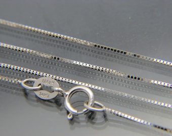 14kt White gold box link chain necklace pendant chain 16",18",20",22",24"