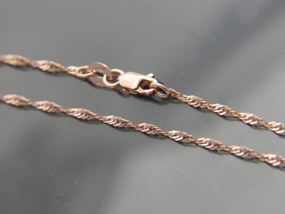 Solid 10kt  Rose gold 1.75mm WAVE chain necklace pendant chain 16",18",20",22",24" 30"