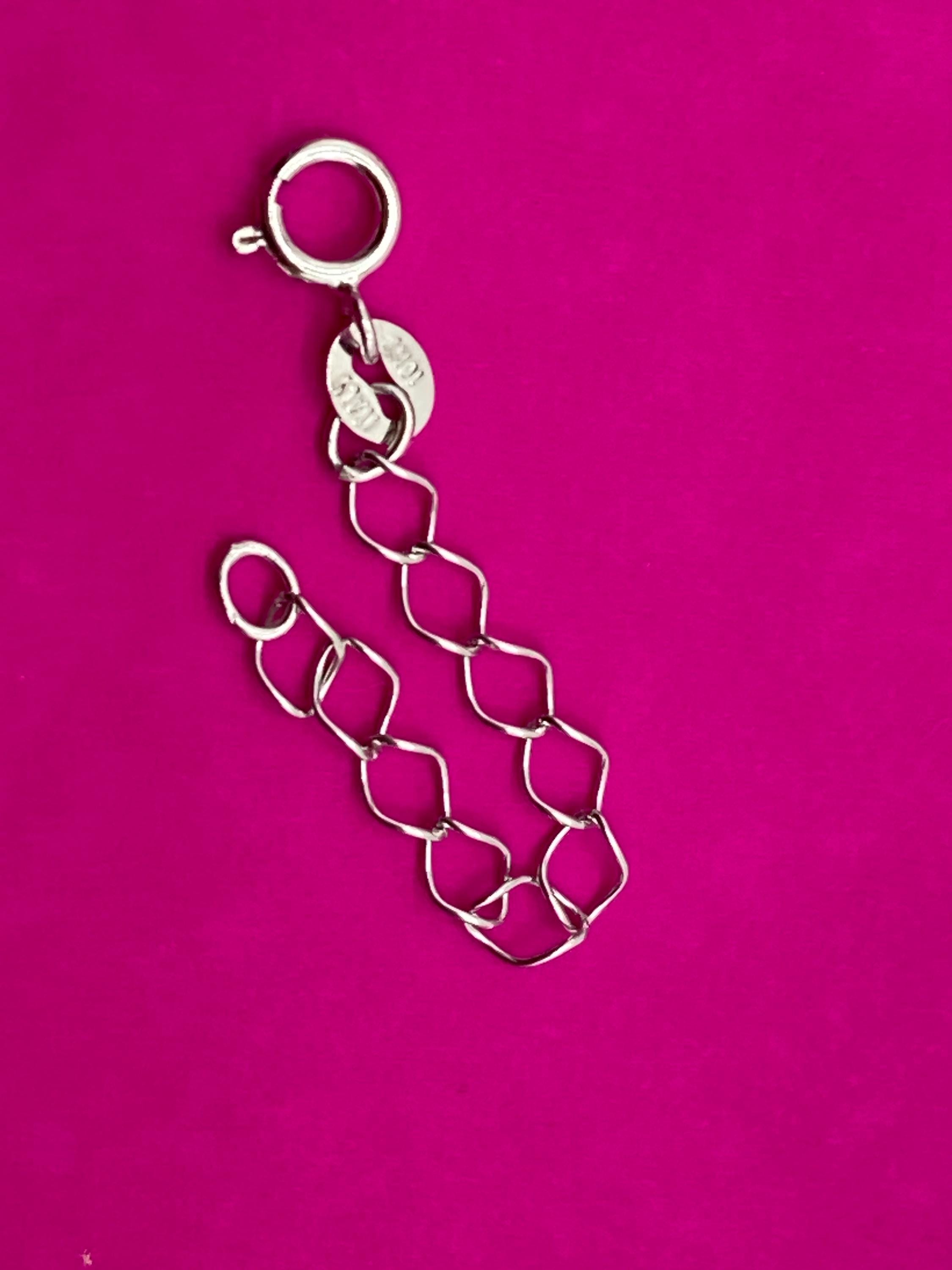 Real 10kt White Gold Extension Chain Link Extension for Necklace 1inch ...