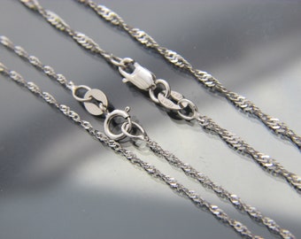 14kt White gold Singapore chain necklace pendant chain 16",18",20",22",24"(WHOLESALE PRICE)