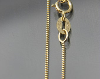 14kt yellow gold 1mm d/c Curb link chain necklace pendant chain 16",18",20",22",24"(WHOLESALE PRICE)