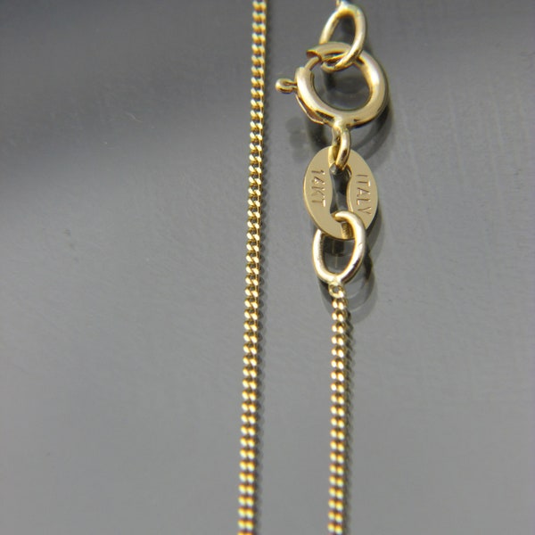 14kt yellow gold 1mm d/c Curb link chain necklace pendant chain 16",18",20",22",24"(WHOLESALE PRICE)