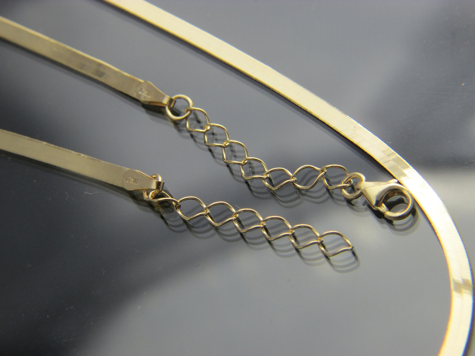 Solid 10k Gold Adjustable Herringbone Magic Necklace 2.65mm Etsy