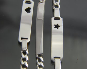 Souillé Real 925 argent sterling Enfants / Teen ID Bracelets 3 designs au choix parmi 6 », 7 » &8 »