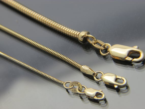 Real 10k Gold Snake Chain Necklace 1mm 