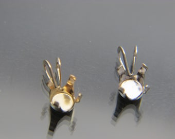 Real 14K Gold 6mm Round Pendant Setting, Yellow or White Gold