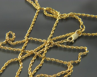 solid 10k gold Rope chain 1.55mm necklace pendant chain 16",16",20",22",24"