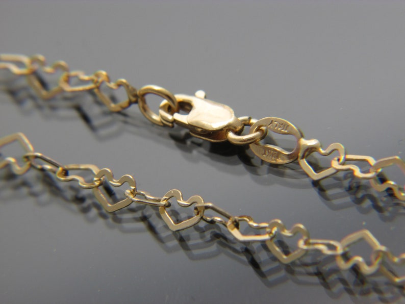 SOLID 14k gold Heart Link chain necklace 3.5mm chain Etsy