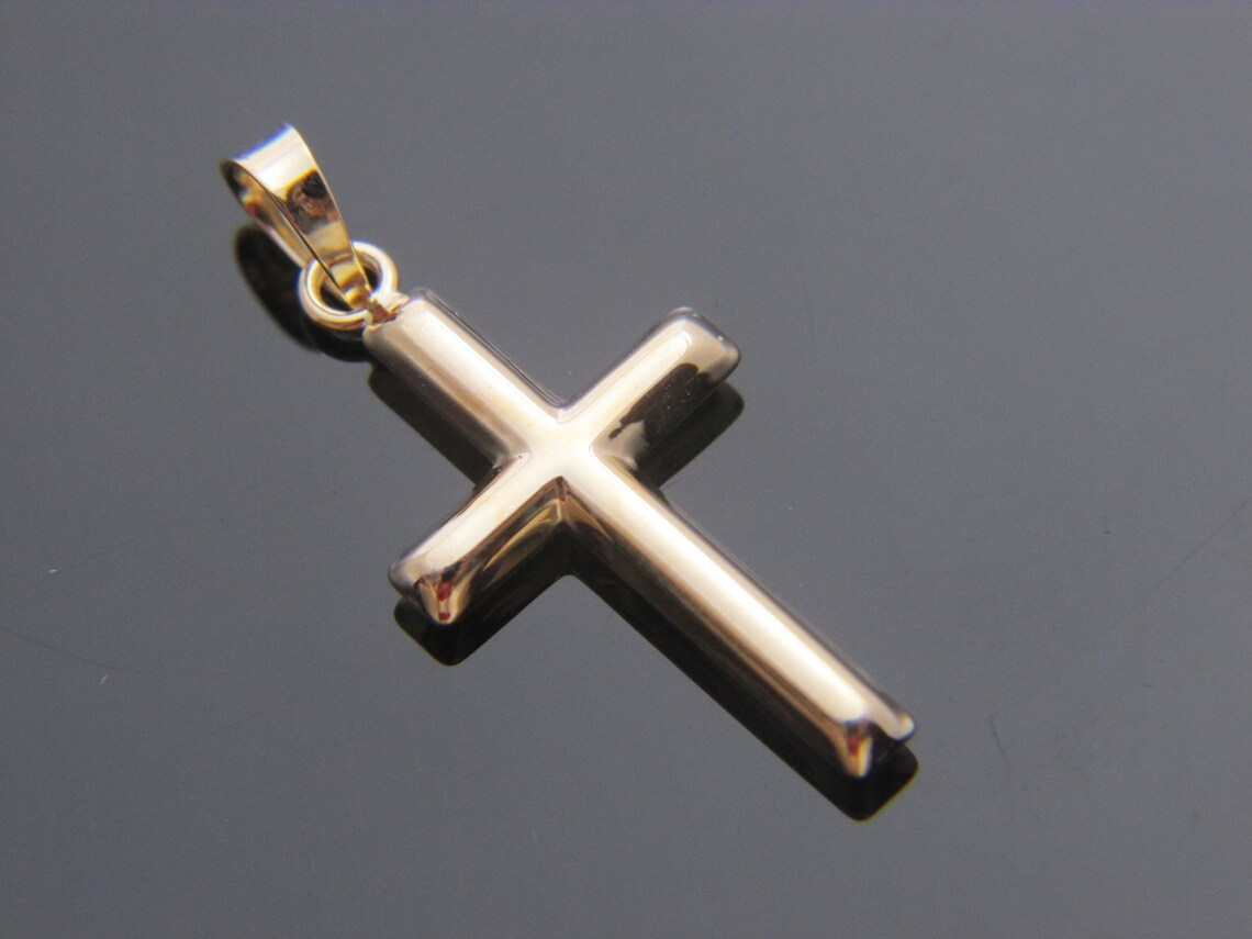 SOLID 14k Gold Rope Chain With Cross Pendant Necklace Chain Etsy