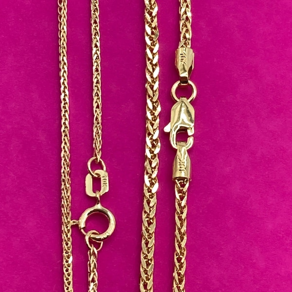 Real 10k gold Wheat chain necklace 1.5mm and 2.5mm