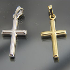 Real 10K gold CROSS pendant charm  genuine 10kt yellow gold and white gold