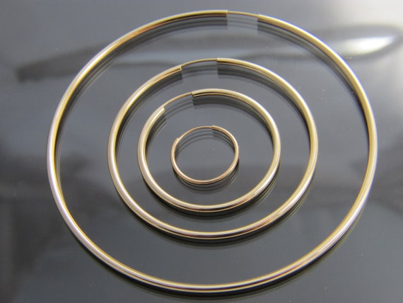 Real 10k Gold Endless Hoop Earrings 12mm 30mm 45mm 70mm Real 10k