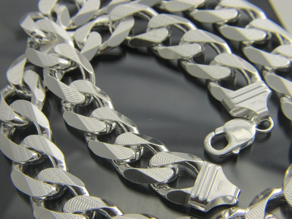 Mens Thick Real 925 sterling 17mm Cuban Chain necklace all lengths Solid silver Men s chain
