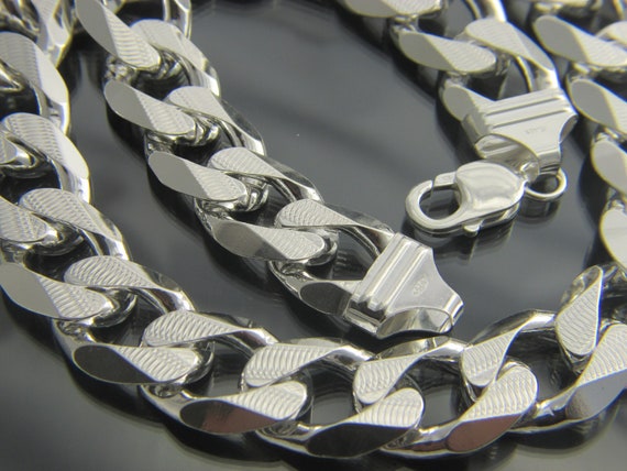 Mens Thick Real 925 Sterling 17mm Cuban Chain Necklace All Lengths