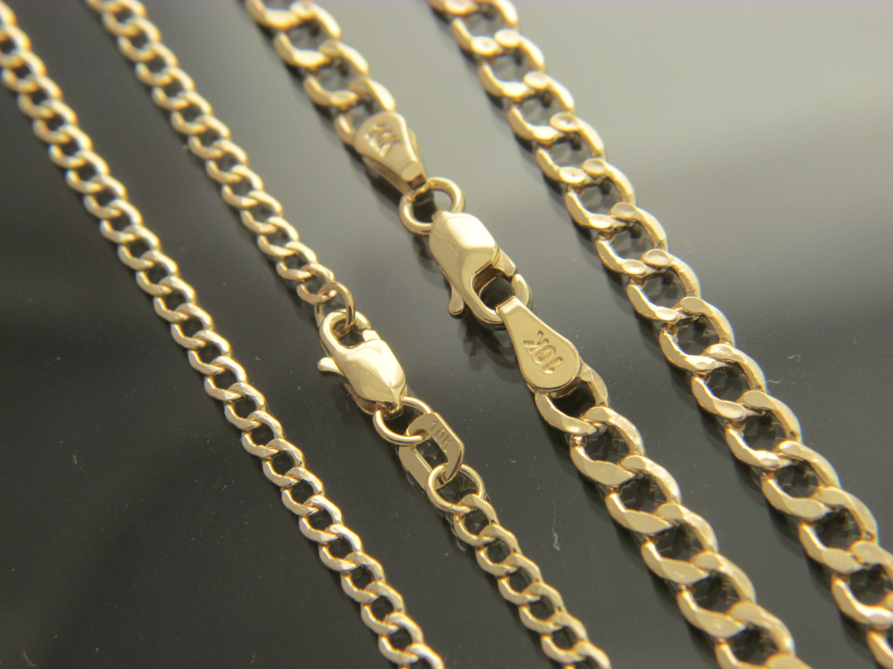 14K Gold Cuban Link Chain, Solid, 4mm, 18, 20, 22, 24 Long