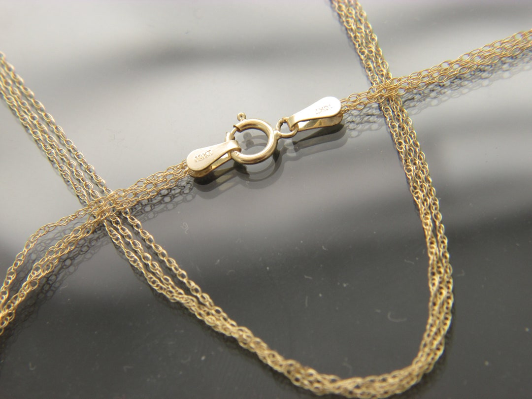 Solid 10k Gold 3 Strand Rope Necklace Chain 16,18,22 Etsy