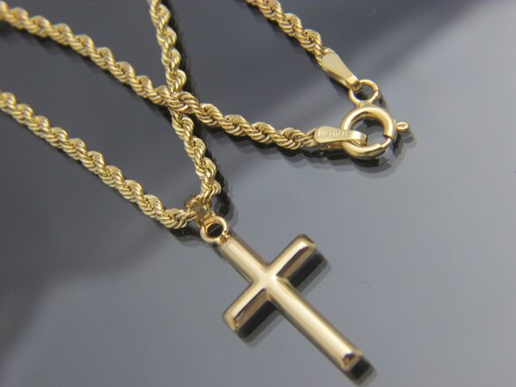 Real 10k Gold 2.4mm Rope \u0026 Cross 