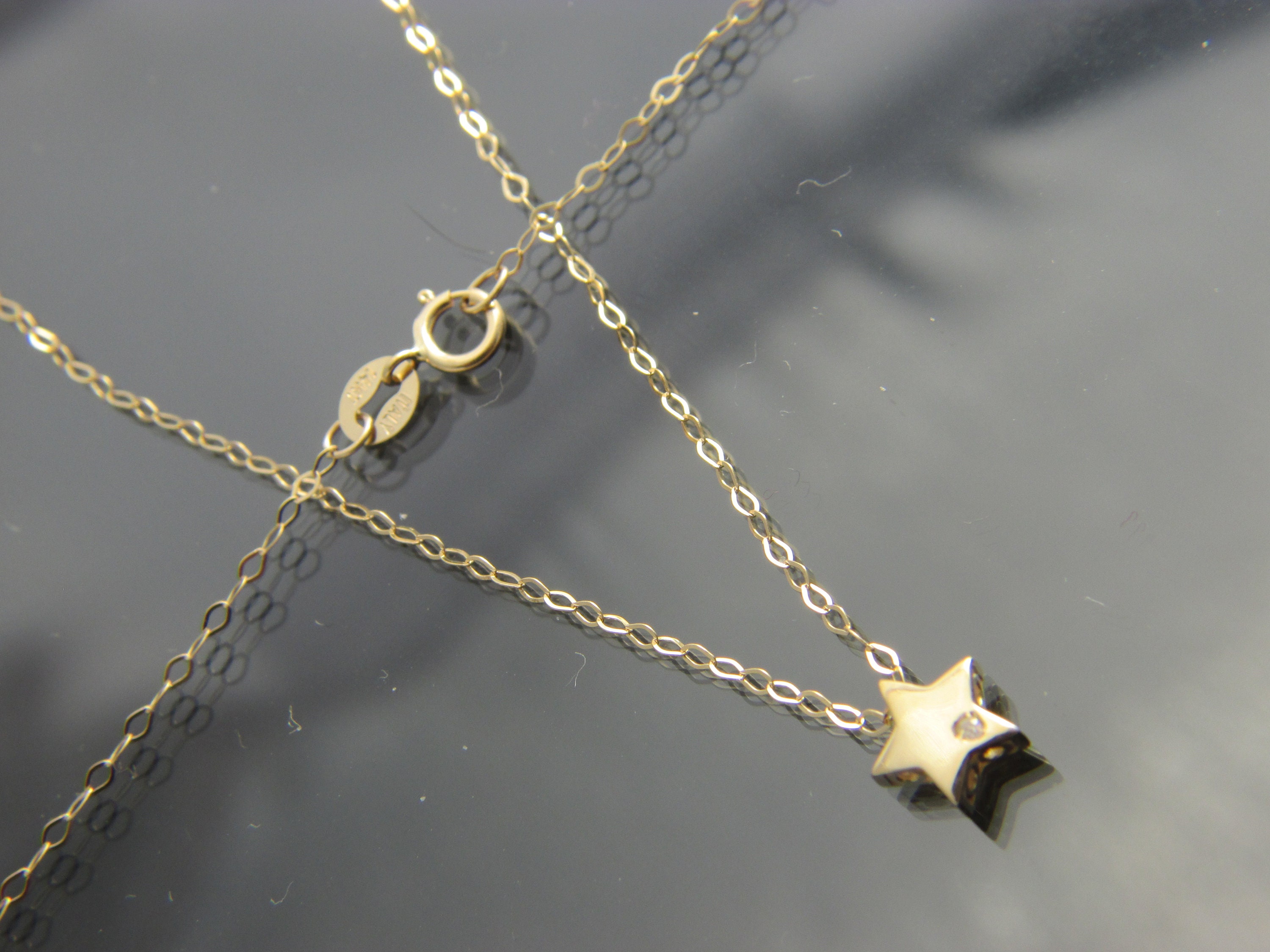 Solid 14kt gold Star Pendant necklace 18inch Real 14kt gold Etsy