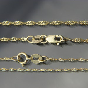 Real 10k gold Wave chain necklace 1mm and 1.75mm chain 18&quot;,16&quot;,20&quot;,22&quot;,24&quot;