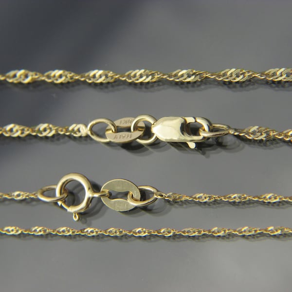 Real 10k gold Wave chain necklace 1mm and 1.75mm chain 18",16",20",22",24"