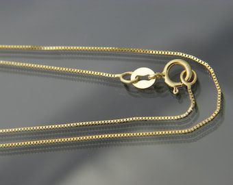 Real 10k gold  Box chain necklace 0.65mm/1.25mm chain 16",18",20",22",24"