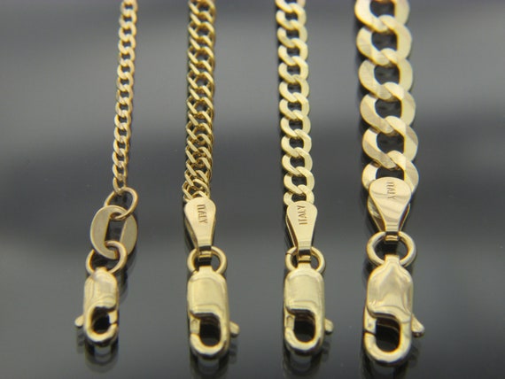 Solid 10k Gold Cuban Curb Chain Necklace 1mm/1.5mm/2.65mm/3mm/5mm