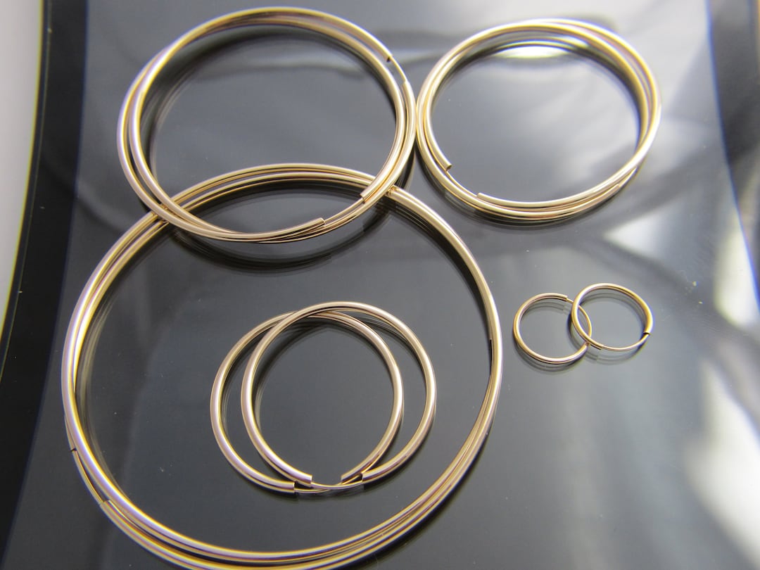 50mm Hoop Earrings in 14K Tube Hollow Gold