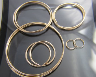 Real 14k gold Endless Hoop earrings 14mm 30mm 40mm 50mm 70mm 14k yellow gold hoops