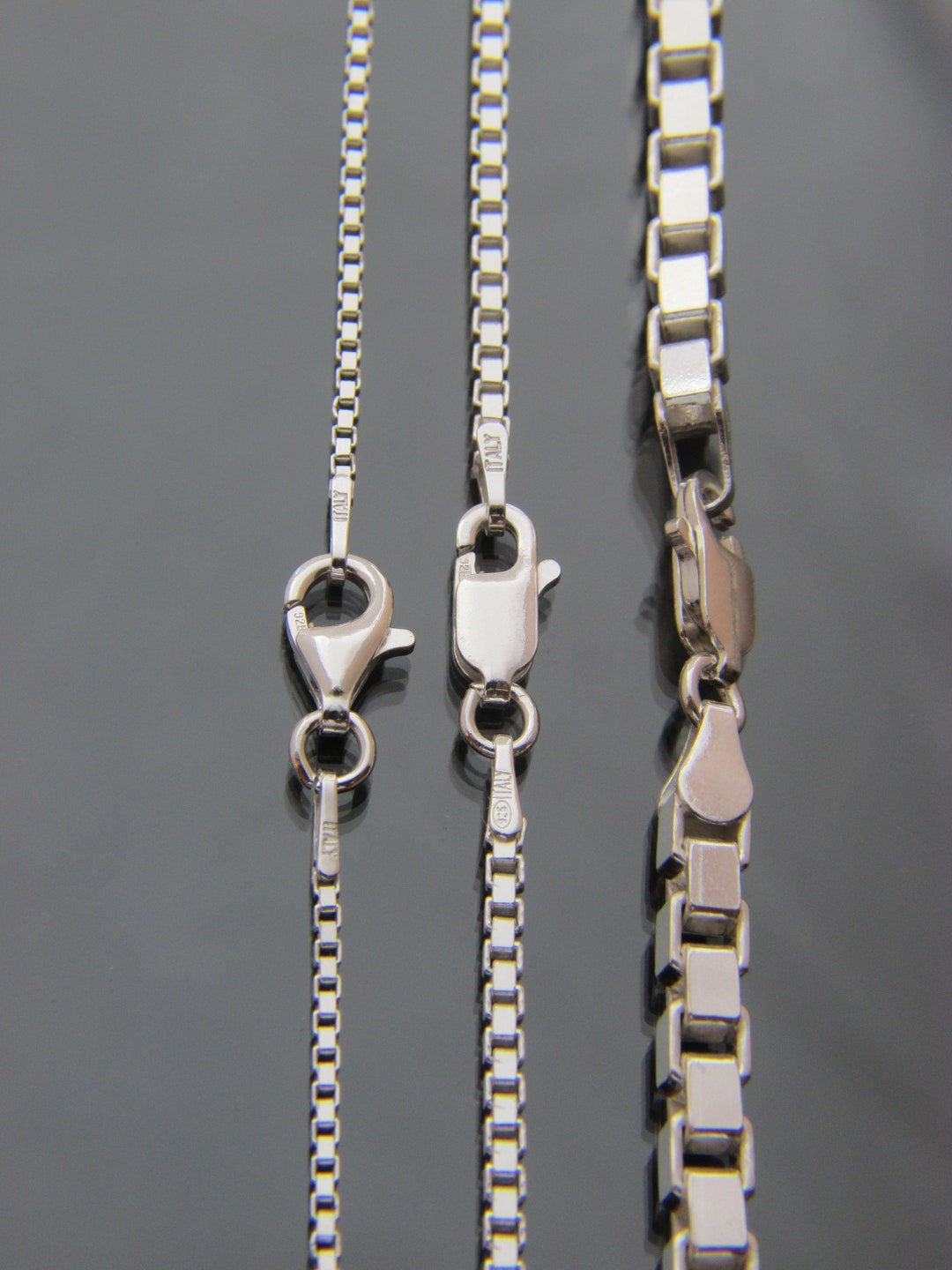 Real Solid 925 Sterling Silver Box Chain Necklaces 1.4mm 2mm 4mm in 16