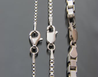 Real Solid 925 sterling silver Box Chain necklaces 1.4mm  2mm 4mm in 16&quot;,18&quot;,20&quot;,22&quot;,34&quot;,30&quot; 36&quot;
