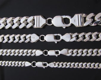 Sterling Silver Miami Cuban Chain, Mens Necklace, Solid 925
