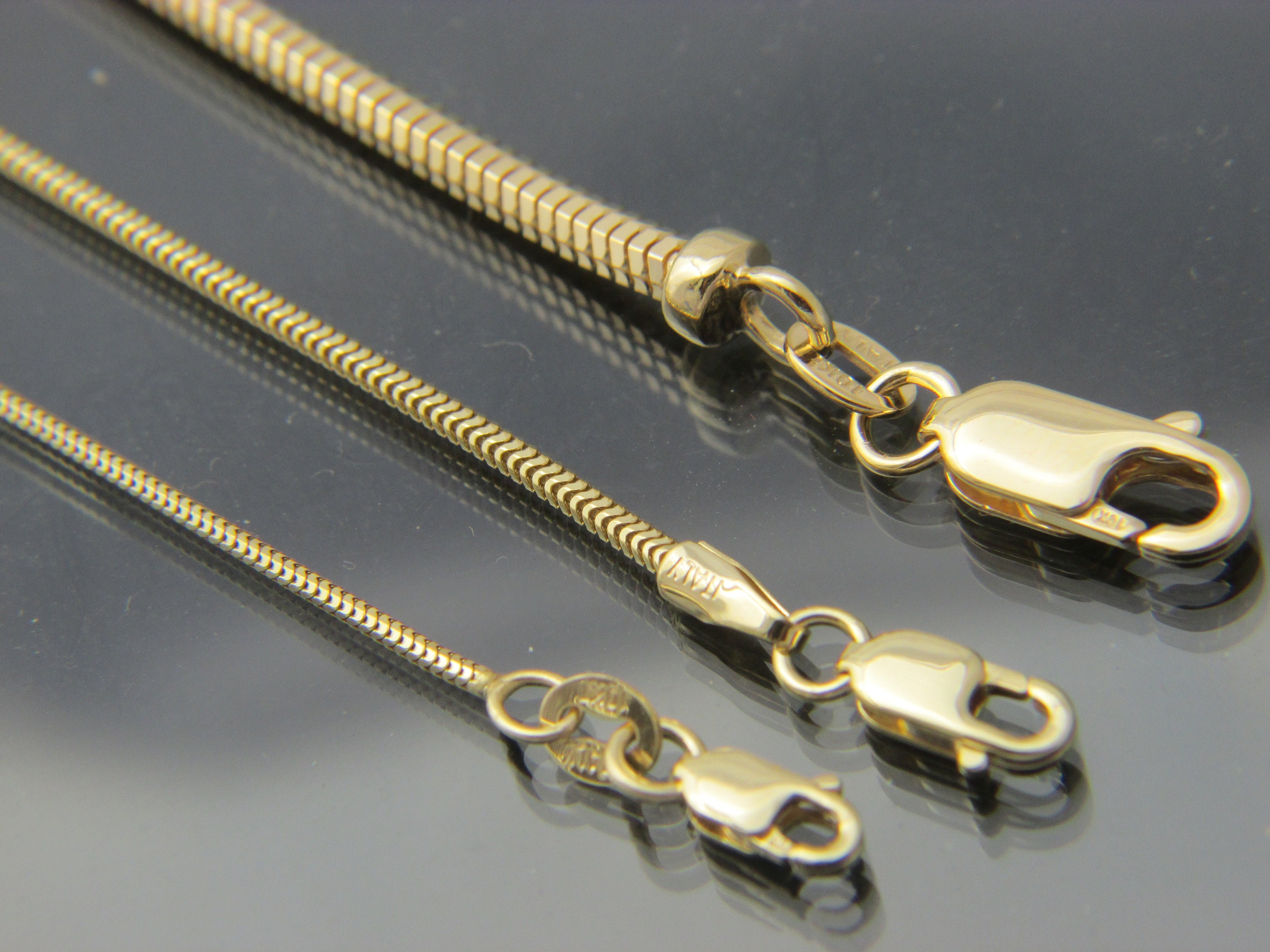 Real 10k gold Snake chain necklace 1mm 