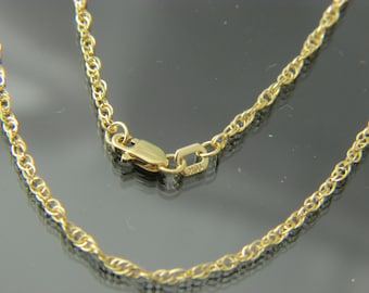 Collier chaîne corde lâche en or 10 ct, 1,75 mm, chaîne 16 pouces, 18 pouces, 20 pouces, 22 pouces, 24 pouces 30 pouces