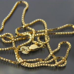 Real 10k gold Box chain necklace 1.3mm  chain 16&quot;,18&quot;,20&quot;,22&quot;,24&quot; ,30&quot;