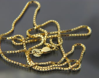 Real 10k gold Box chain necklace 1.3mm  chain 16",18",20",22",24" ,30"